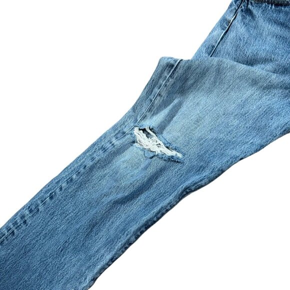 Vintage Y2K Levi’s 501 Blue Denim Distressed Jeans Button Fly Actual 36x28.5 - Picture 8 of 16